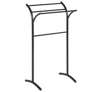 Porte-serviettes Rangement Salle de bain en acier 3 Rails Acier Noir Yopal