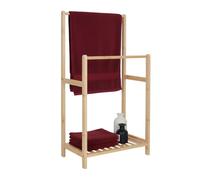 Relaxdays Porte-serviettes bambou 2 barres avec tablette 77,5x42x24 cm autonome naturel