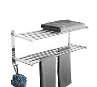 Porte-serviettes rétractable de 43 à 76 cm fixé au mur en acier inoxydable Convient pour salle de bain cuisine sans besoin de poinçonnage, installation d'autocollants 3M