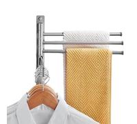 Porte-serviettes rotatif à 4 bras - Porte-serviettes mural pivotant en aluminium - Crochet pliable pour salon, salle de sport, buanderie, balcon, hôtel - Design compact