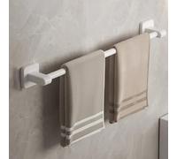 Porte-serviettes - Sans perçage - Autocollant - Porte-serviettes mural - Porte-serviettes mural à un bras pour salle de bain et cuisine - 50 cm - Blanc