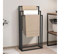 Porte-serviettes sur pied 3 niveaux DALLAS métal noir design industriel Noir