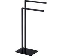 IDIMEX Porte Serviette Andrew pour Salle de Bain - Porte Serviette sur Pied en Métal Noir, Design Moderne et Simple avec 2 tringles, idéal pour Ranger des Serviettes