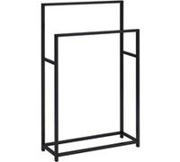IDIMEX Porte Serviette DALIO pour Salle de Bain - Porte Serviette sur Pied en Métal Noir, Design Moderne et Simple avec 2 tringles, idéal pour Ranger des Serviettes
