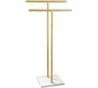 Porte-Serviettes sur Pied de 101cm, for Sol de Salle de Bains, Double Porte-Serviettes en Forme de T avec Base en marbre, à côté de la Baignoire ou du Support(Gold)
