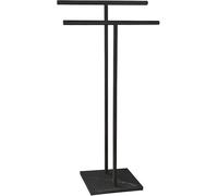 Porte-Serviettes sur Pied de 101cm, for Sol de Salle de Bains, Double Porte-Serviettes en Forme de T avec Base en marbre, à côté de la Baignoire ou du Support(Black)