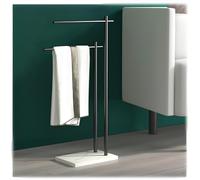 Porte-Serviettes sur Pied en Acier À 2 Niveaux avec Base en Marbre Blanc，80 * 40 * 20cm(Noir)