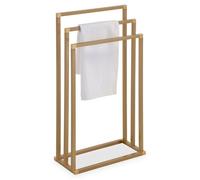 IDIMEX Porte-Serviettes sur Pied KUNO Portant pour vêtements et Linge de Salle de Bain avec 3 Niveaux d'étendage sur différentes hauteurs, Structure en métal laqué Or