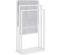 IDIMEX Porte-Serviettes sur Pied KUNO Portant pour vêtements et Linge de Salle de Bain avec 3 Niveaux d'étendage sur différentes hauteurs, Structure en métal laqué Blanc