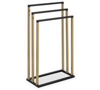 IDIMEX Porte-Serviettes sur Pied KUNO Portant pour vêtements et Linge de Salle de Bain avec 3 Niveaux d'étendage sur différentes hauteurs, Structure en métal laqué Noir et doré