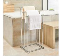 IDIMEX Porte-Serviettes sur Pied Mattia Portant pour vêtement et Linge de Salle de Bain avec 3 Niveaux d'étendage de différentes hauteurs, Structure en métal chromé