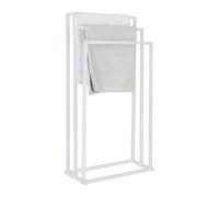 Relaxdays Porte-Serviettes sur Pied métal 3 Barres Blanche 84 x 44 x 21,5 cm Salle de Bains
