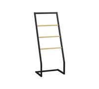 HOMCOM Porte-Serviettes sur Pieds en Bambou et Acier avec 4 Barres Support pour Petit Espace, Salle de Bain et buanderie 40,5L x 28l x 98H cm - Noir et Naturel
