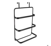 PORTE SERVIETTES SUR PORTE 3 BARRES METAL - NOIR - Tendance