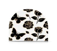 Porte-serviettes tendance en acrylique avec motif papillon noir et doré pour cocktail de ferme, support de serviettes en papier autoportant, décoration d'intérieur pour cocktail de ferme