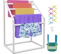 Porte-serviettes VEVOR Porte-serviettes avec 5 barres porte-serviettes Autoportant, Spa Piscines Porte-serviettes 94 x 60 x 127 cm Blanc Capacité de charge 25 kg, Porte-serviettes PVC avec 8 pinces à