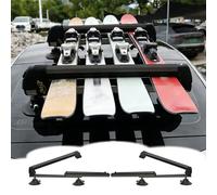 Porte Ski Porte-skis Télescopique Sans Barre de Sécurité (2 Pièces), Rangement Universel pour Snowboard/Surf/Skis sur Toit avec Serrure, Porte Ski Voiture(Black)