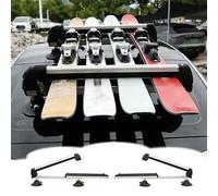 Porte Ski Porte-skis Télescopique Sans Barre de Sécurité (2 Pièces), Rangement Universel pour Snowboard/Surf/Skis sur Toit avec Serrure, Porte Ski Voiture(Silver)