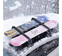 Porte Ski Porte-Skis Universel pour Toit de Voiture avec Antivol Porte-Snowboard Coulissant pour Toit, avec Ventouses et Rail Supports de Présentation pour Skateboards en Alliage D'aluminium(Black)