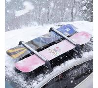 Porte Ski Porte-Skis Universel pour Toit de Voiture avec Antivol Porte-Snowboard Coulissant pour Toit, avec Ventouses et Rail Supports de Présentation pour Skateboards en Alliage D'aluminium(Silver)