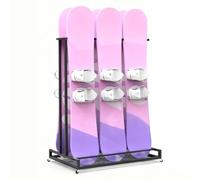 Porte-skis pour sol de garage, rangement autonome en métal pour planche à neige avec roulettes, support d'affichage de ski pour la maison et la sous-sol