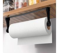 Porte Sopalin Mural sans Perçage 32cm, Noir Support Essuie Tout Mural, Porte Rouleau de Cuisine, Auto-Adhésif ou à Percer, Derouleur Essuie Tout Murale, Support Sopalin pour Cuisine, Salle de Bain