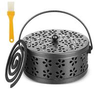 Porte Spirale Anti Moustique en Métal, Support de Bobine de Moustique, Support De Bobine Anti-Moustique, Boîte à Spirales Anti-moustiques avec Couvercle de Poignée pour Intérieur et Extérieur