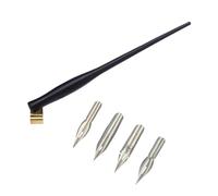 Porte-stylo à plume avec 4 pointes interchangeables en résine et bride en métal réglable pour artiste débutant, dessin animé