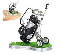 Porte-stylo de golf, porte-stylo de golf | Mini sac de golf avec chariot, 3 clubs de golf et stylos | Ensemble de stylos créatifs pour club de golf de Noël, souvenirs de golf uniques pour papa