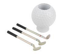 Porte-stylo Décoratif pour Balle de Golf, Accessoire de Bureau élégant pour Bureau, Maison, Salles D'étude, Blanc avec 3 Stylos de Club Amusants