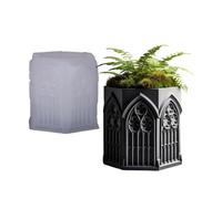 Porte-stylo Détaillé Tasse De Bougie Moule En Silicone Pour Jardinière Béton Résine Conteneur Bijoux Artisanat Fabrication Moule Jardinière Relief Cathédrale