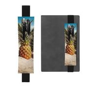 Porte-stylo élastique pour bloc-notes, marque-pages, porte-crayons en cuir synthétique avec bande réglable, pochette à stylos, ananas, fruits, lunettes de soleil, sable, trousse à crayons pour