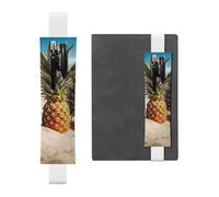 Porte-stylo élastique pour bloc-notes, marque-pages, porte-crayons en cuir synthétique avec bande réglable, pochette à stylos, ananas, fruits, lunettes de soleil, sable, trousse à crayons pour