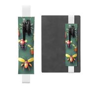 Porte-stylo élastique pour ordinateur portable, pochette en cuir PU pour | Insect Atlas Trousse à crayons amovible pour marque-page Journal - Peut contenir 2 à 3 stylos, blanc