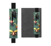 Porte-stylo élastique pour ordinateur portable, pochette en cuir PU pour | Insect Atlas Trousse à crayons amovible pour marque-page Journal - Peut contenir 2 à 3 stylos, noir
