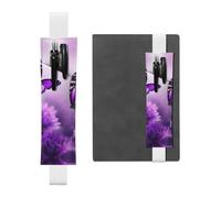 Porte-stylo élastique pour ordinateur portable, pochette en cuir PU pour | Trousse à crayons avec fleurs violettes et papillons - Porte-marque-page amovible - Peut contenir 2 à 3 stylos - Blanc