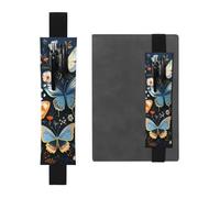 Porte-stylo élastique pour ordinateur portable, pochette en cuir PU pour | Trousse à crayons avec motifs papillons colorés - Peut contenir 2 à 3 stylos - Noir