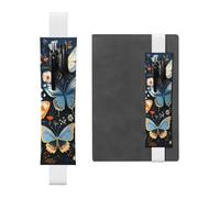 Porte-stylo élastique pour ordinateur portable, pochette en cuir PU pour | Trousse à crayons avec motifs papillons colorés - Peut contenir 2 à 3 stylos - Blanc