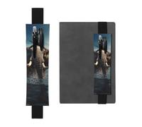 Porte-stylo éléphant africain pour ordinateur portable, pochette en cuir synthétique pour cadeau, marque-page amovible, porte-crayon élastique - Peut contenir 2 à 3 stylos, noir