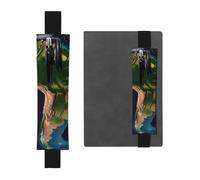 Porte-stylo en cuir avec bande élastique pour ordinateur portable, image satellite d'Amérique du Sud, pochette à stylo, pochette réglable, pour journal intime, marque-page de 20,3 cm à 10", noir, Noir