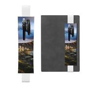 Porte-stylo en cuir avec bande élastique pour ordinateur portable, motif horizon hawaïen, tête de diamant, volcan, pochette réglable, convient pour ordinateurs portables de 20,3 cm à 10", noir, blanc,