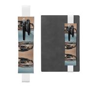 Porte-stylo en cuir avec inscription « RRKDOY Cars in The Desert » pour journaux, agendas, planificateurs à couverture rigide, pochette à sangle réglable