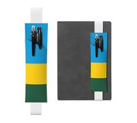 Porte-stylo en cuir blanc avec bande élastique réglable de 21,1 à 4,6 cm - Motif drapeau JKIEGOQ du Rwanda - Pour ordinateur portable, agenda, journal intime