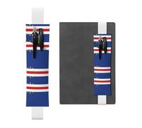 Porte-stylo en cuir blanc avec bande élastique réglable de 21,1 à 4,6 cm - Motif drapeau YYHWHJDE du Cap-Vert - Convient à la plupart des carnets et agendas