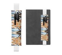 Porte-stylo en cuir blanc avec inscription « WHJSHOP Tree at the Water's Edge » - Bande élastique réglable de 21,1 à 4,6 cm pour cahiers, agendas, journal intime