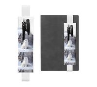 Porte-stylo en cuir blanc avec inscription « WZYWHJ Fox in the Snow » - Bande élastique en cuir PVC de qualité supérieure pour cahiers, journaux et planificateurs