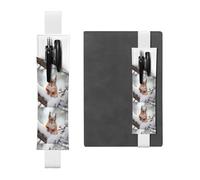 Porte-stylo en cuir blanc avec inscription « WZYWHJ Little Squirrel on the Snow Tree » - Bande élastique en cuir PVC de qualité supérieure pour cahiers, journaux et planificateurs