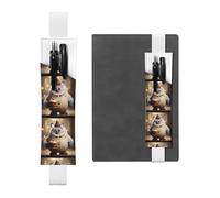 Porte-stylo en cuir blanc avec inscription « WZYWHJ The Little Monster Holding The Cake » - Bande élastique en cuir PVC de qualité supérieure pour cahiers, journaux et planificateurs