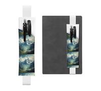 Porte-stylo en cuir blanc avec inscription « WZYWHJ The Stretching Alps » - Bande élastique en cuir PVC de qualité supérieure pour cahiers, journaux et agendas