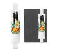 Porte-stylo en cuir blanc avec motif drapeau YYHHAOFA du Pérou - Bande élastique réglable de 21,1 à 4,6 cm pour cahiers, agendas, manuels et planificateurs